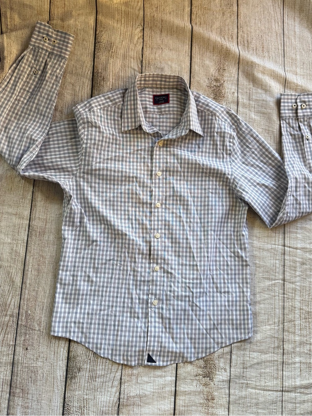 UNTUCKit Performance Plaid Button Front Long Sleeve Shirt Men's Size Small